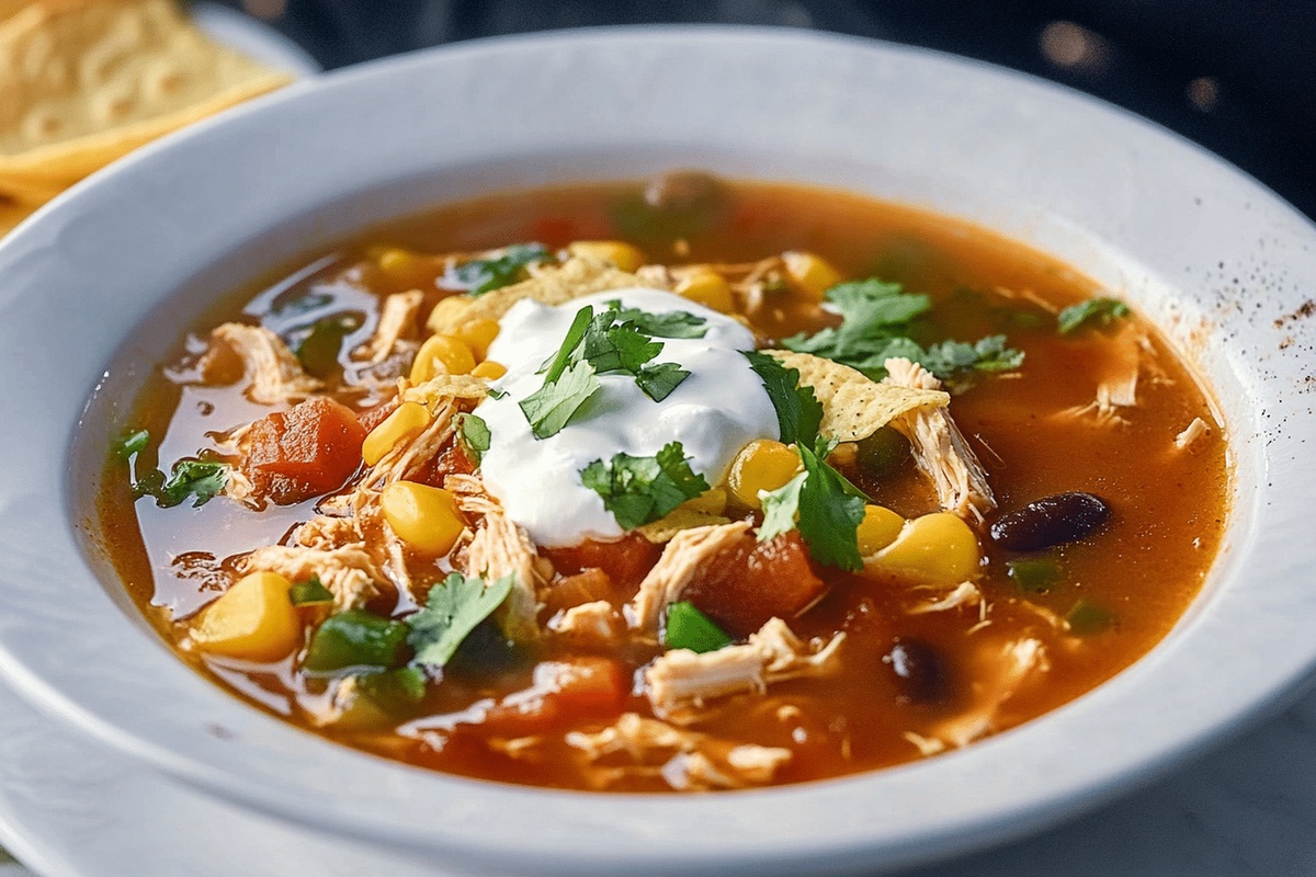 Slow Cooker 5-Ingredient Chicken Tortilla Soup Recipe