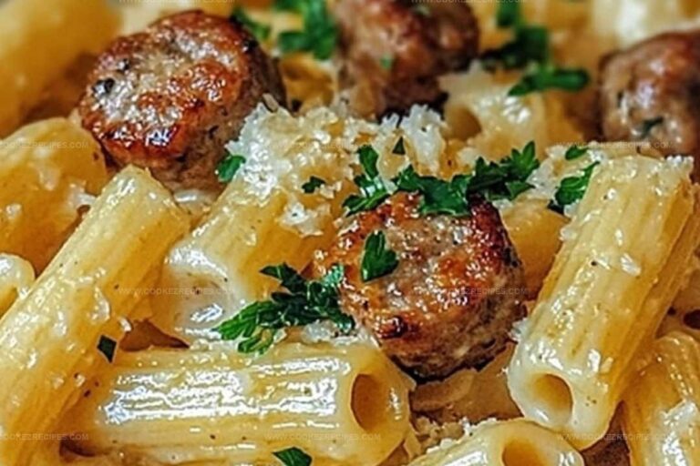 Garlic Sausage Alfredo Rigatoni Recipe