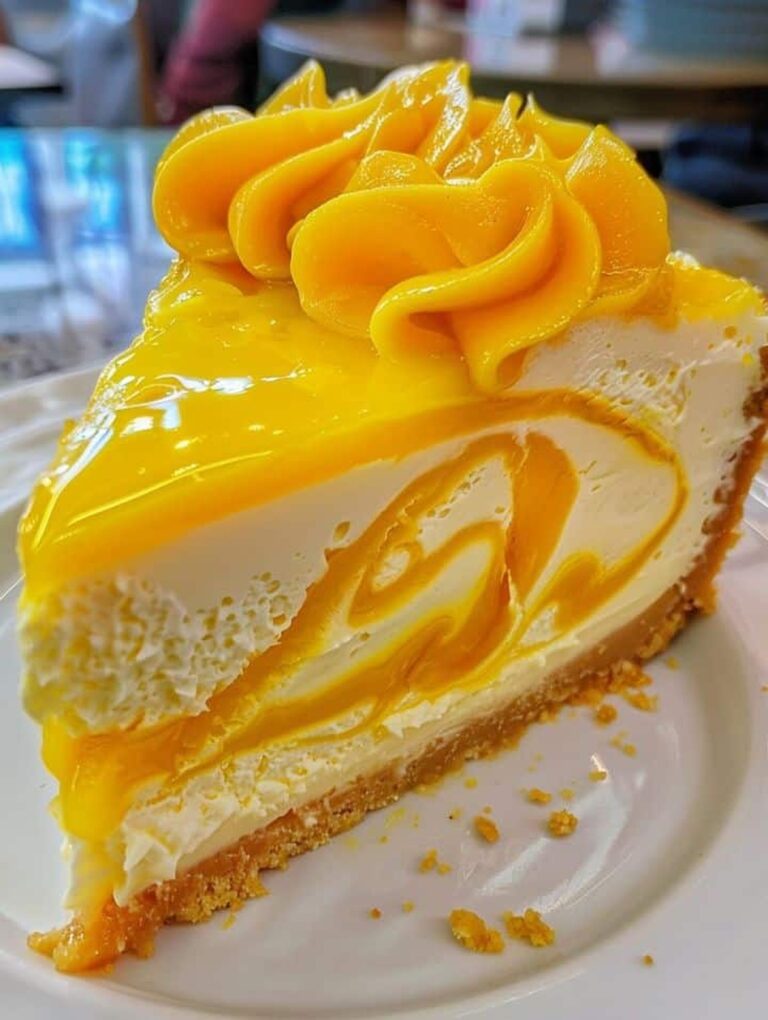 Blissful Lemon Mango Swirl Cheesecake Recipe
