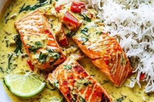 Salmon in Coconut Lime Indian Curry Recipe