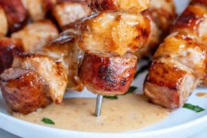 Honey Mustard Chicken and Sausage Skewers Recipe