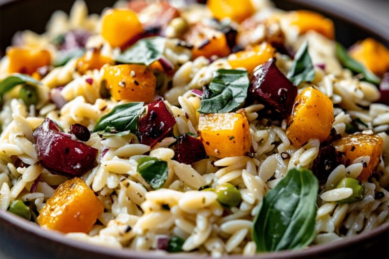 Fall Orzo Salad with Hot Honey Vinaigrette Recipe